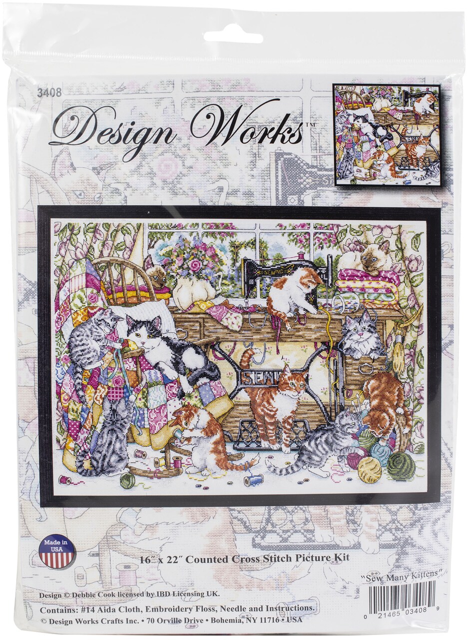 Design Works Counted Cross Stitch Kit 16"X22"-Sew May Kittens
